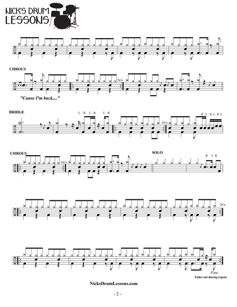 Thunderstruck – Acdc – Drum Sheet Music – Onlinedrummer - Free Printable Drum Sheet Music - Free ...