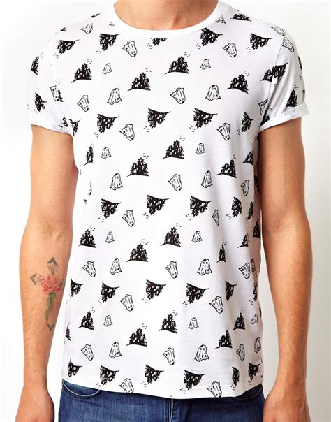 Lyst - Asos T-Shirt With All Over Ghost Print in White for Men