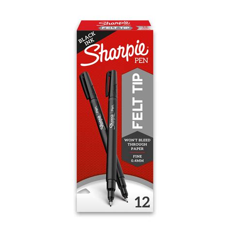 Sharpie Felt Tip Pens, Fine Point (0.4mm), Black, 12 Count - Walmart.com