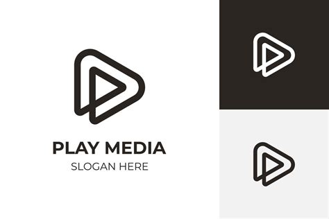 Play button for media app logo design with initial letter p line logo ...