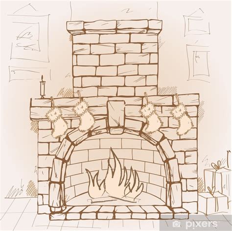 Christmas Fireplace Drawing at PaintingValley.com | Explore collection ...