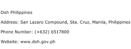 Doh Philippines Address, Contact Number of Doh Philippines