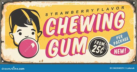 Chewing Gum Retro Ad Sign Template Stock Vector - Illustration of ...