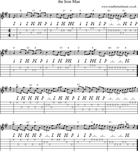 Scottish Tune, Sheetmusic, Midi, Mp3, Guitar chords & tabs: The Iron Man