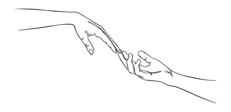 two hands reaching out one line vector illustration 5691141 Vector Art at Vecteezy