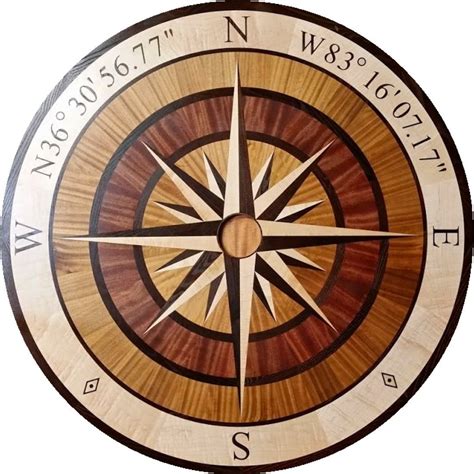 beautiful custom compass rose inlay by Rose Farm Inlays. marquetry nautical | Boden