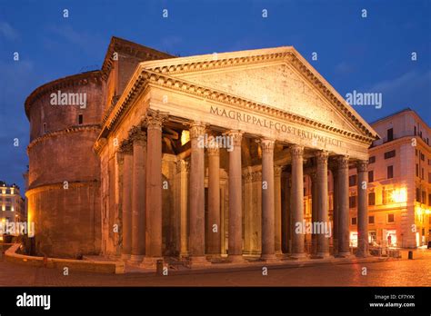 Europe, Italy, Rome, Pantheon, Night View, Illumination, Tourism ...