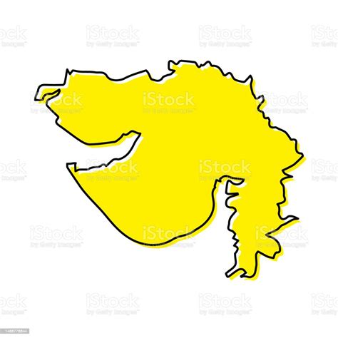 Simple Outline Map Of Gujarat Is A State Of India Stock Illustration - Download Image Now ...