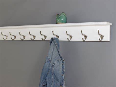 White Coat Racks with Hat and Coat Style Hooks with Matt Black, Solid Brass, Aged Bronze or ...