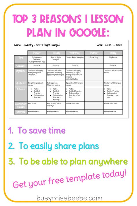 Free Lesson Plan Template Google Docs