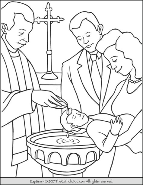 Sacrament of Baptism Coloring Page - TheCatholicKid.com