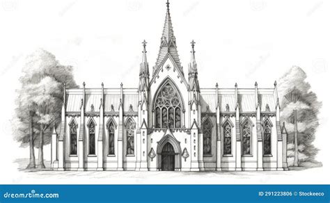 Gothic Church Pencil Sketch: Photorealistic Rendering of Neoclassical Symmetry Stock ...