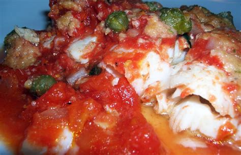 Baked Scrod with Chunky Tomatoes and Capers | cookingitaliancomfortfood