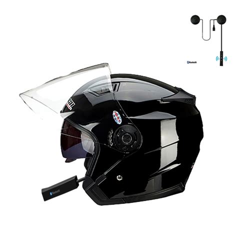 Motorcycle-Dual-Lens-Half-Helmet-Bluetooth-compatible-Unisex-Electric ...