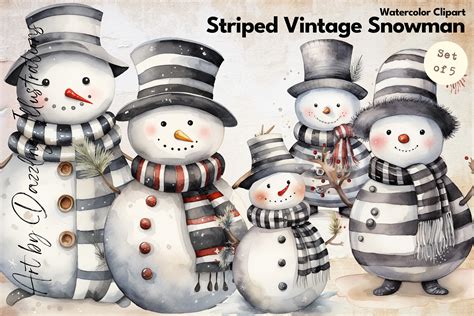 Striped Vintage Snowman Retro Christmas Graphic by Dazzling ...