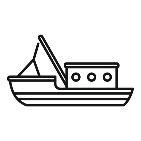 Fish vessel icon outline vector. Fishing boat 15108826 Vector Art at ...