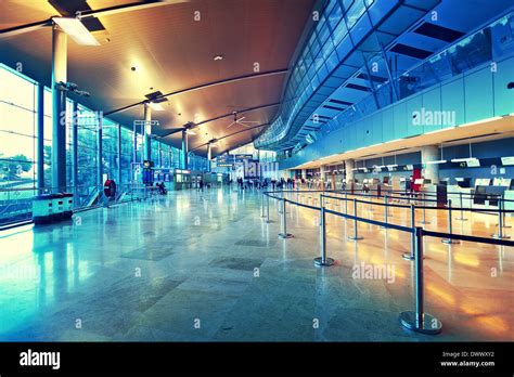 Interior view of departures and check in area in Valencia airport Stock ...