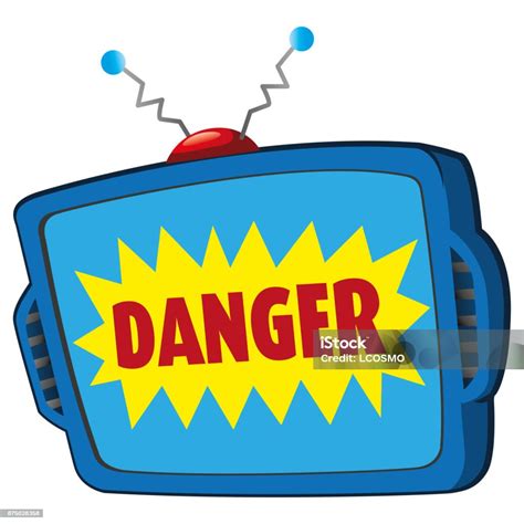 Illustration Depicts A Monitor Or Tv Screen With Warning Of Danger Ideal For Catalogs ...