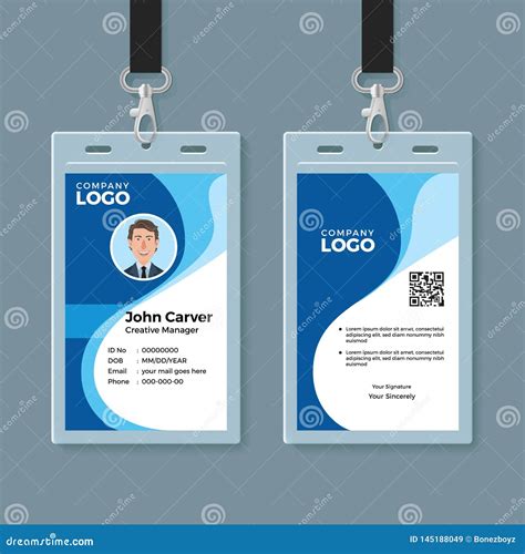 Blue Curve Wave ID Card Design Template Stock Vector - Illustration of background, agency: 145188049