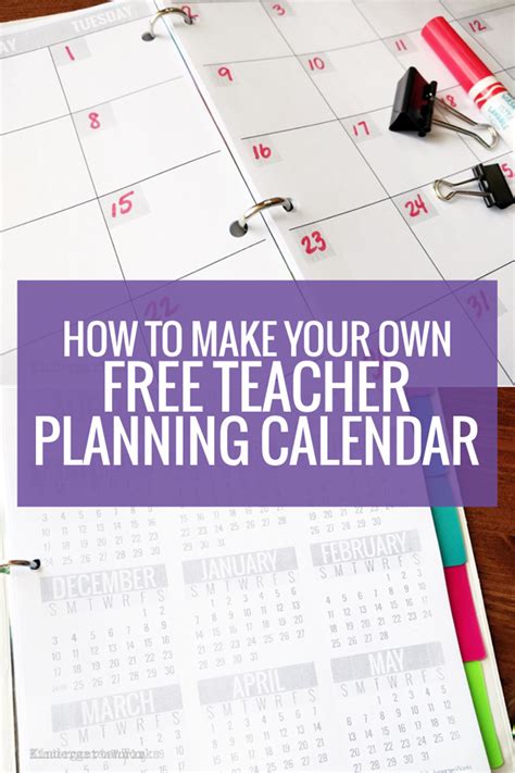 How to Make Your Own Free Teacher Planning Calendar | KindergartenWorks