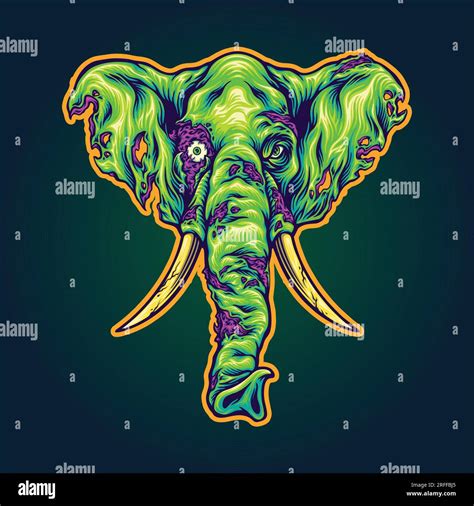 Terror haunting elephant head monster zombie vector illustrations for your work logo ...