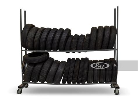 Rolling Tire Rack with Assorted Tires | The Elkhart Collection | RM ...