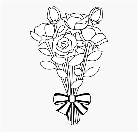 Flower Bouquet Clipart Library Black And White - Flower Bouquet Black And White, HD Png Download ...