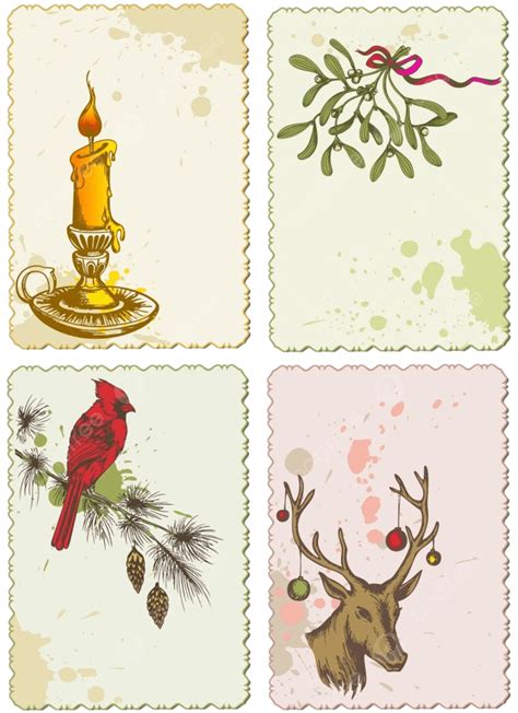 Vector Retro Christmas Greeting Cards, Decoration, Cards, Christmas PNG and Vector with ...