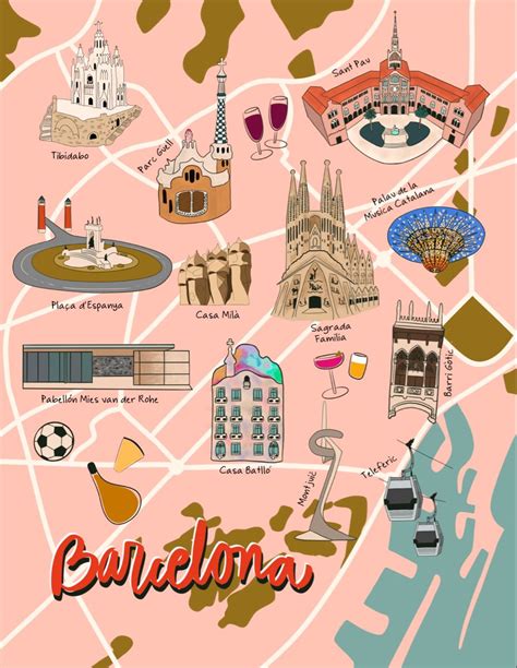 Barcelona illustrated map and trip planner set - Diana Pereira Studio in 2024 | Barcelona spain ...