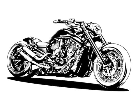 Premium Vector | Chopper Motorcycle Vector Illustration Drawing