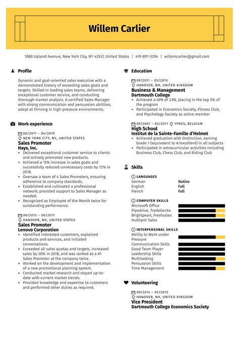 Sales Promoter Resume Example | Kickresume