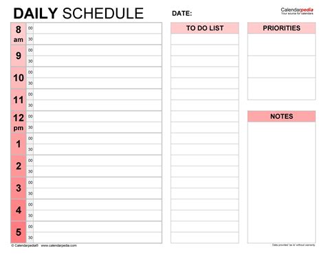 Free Daily Schedules for Excel - 30+ Templates