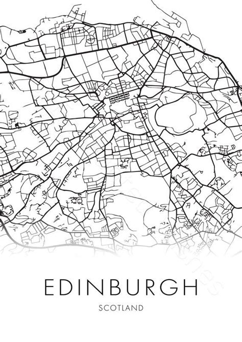 Edinburgh Map Print, Edinburgh Map Poster, Edinburgh Street Map Picture, Black & White City Art ...