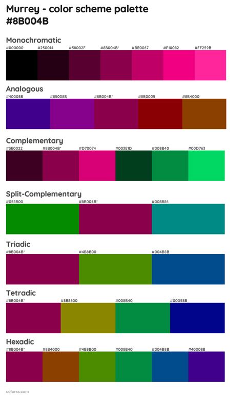 Murrey color palettes and color scheme combinations - colorxs.com