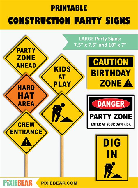 Construction Party Signs Printable Construction Birthday ...