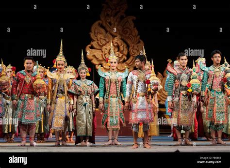 Thai classical dance performance at Salachalermkrung theater in Bangkok, Thailand. Khon-Thai ...