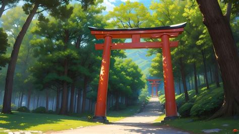 Premium AI Image | Torii gate with beautiful view of japan