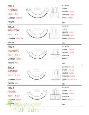 Brake Shoe Thickness Chart - Fill Online, Printable, Fillable, Blank ...