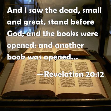 Revelation 20:12 And I saw the dead, small and great, stand before God; and the books were ...