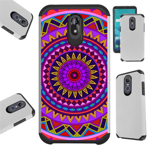 Compatible LG Stylo 5 | LG Stylo 5 Plus Case Hybrid TPU Fusion Phone Cover (Red Purple Mandala ...