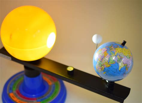 Illuminated Sun, Earth & Moon Orbital Model, 12.25"H x 16.25"W - 12V Light Bulb Demonstrates ...