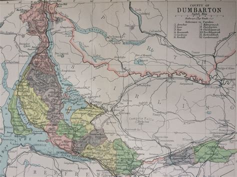 1902 County of Dumbarton Original Antique Map Scotland | Etsy