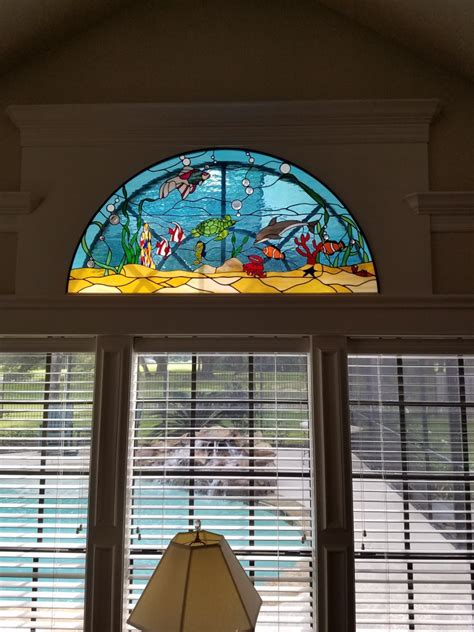 Multiple Ocean Themed Stained Glass Windows - StainedGlassWindows.com