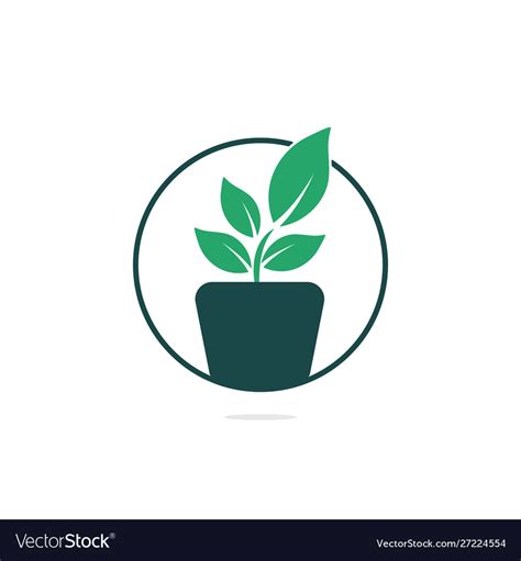 Flower pot and plant logo growth logo Royalty Free Vector