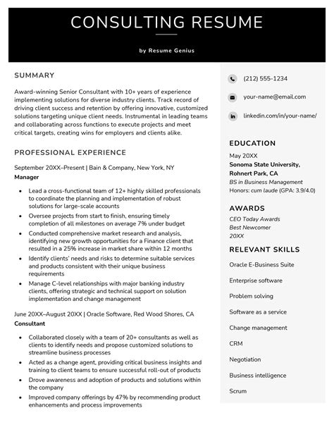 6 Consulting Resume Examples, Template, and Writing Tips