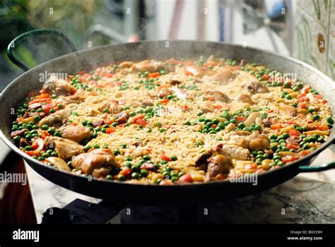 Paella, spanish rice dish Stock Photo - Alamy