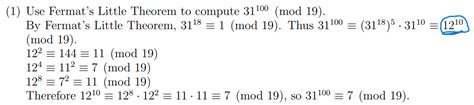 Solved (1) Use Fermat's Little Theorem to compute | Chegg.com