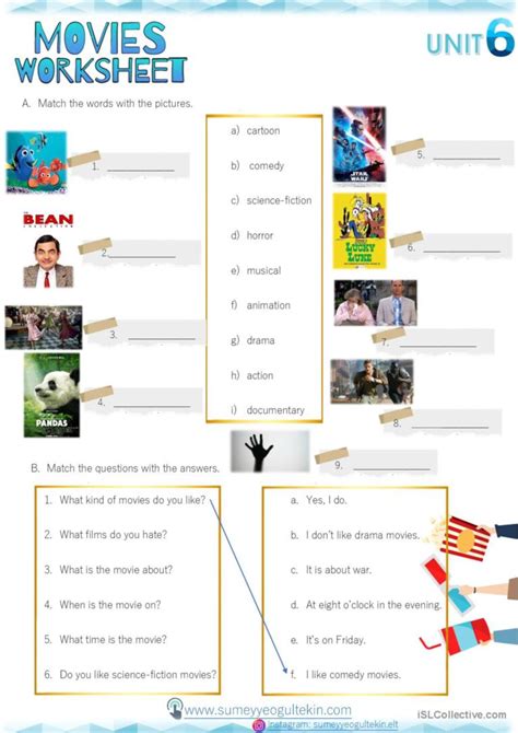 5.6 Movies : English ESL worksheets pdf & doc