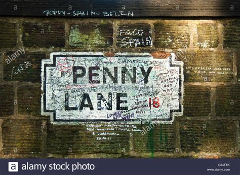 Penny Lane original metal sign on the road or street, Penny Lane in ...