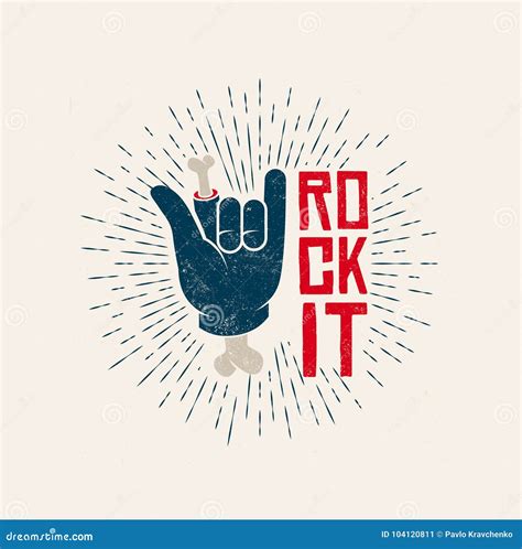 Rock it Logo Design. Rock-n-Roll Themed Vintage Styled Vector Illustration. Stock Vector ...